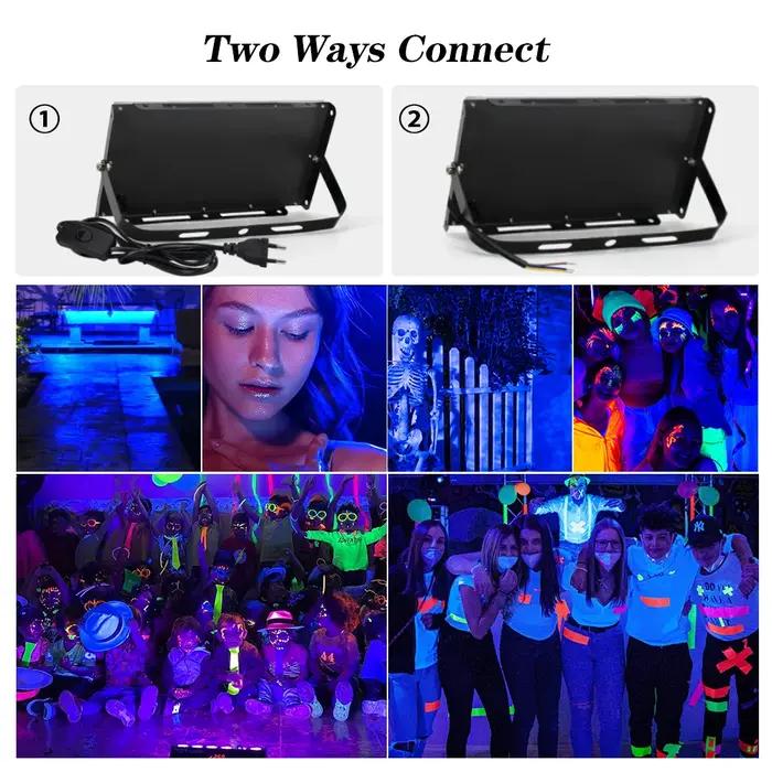 395nm 400nm Led UV projecteur 220V lampe de scène ultraviolette 50W 100W LED scène lumière noire éta
