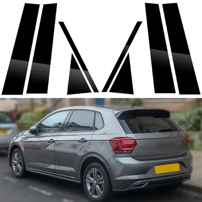 Poteaux de pilier noirs polis adaptés à VW Nivus Taigo Polo, 5 portes, hayon 2019 – 2023, revêtement