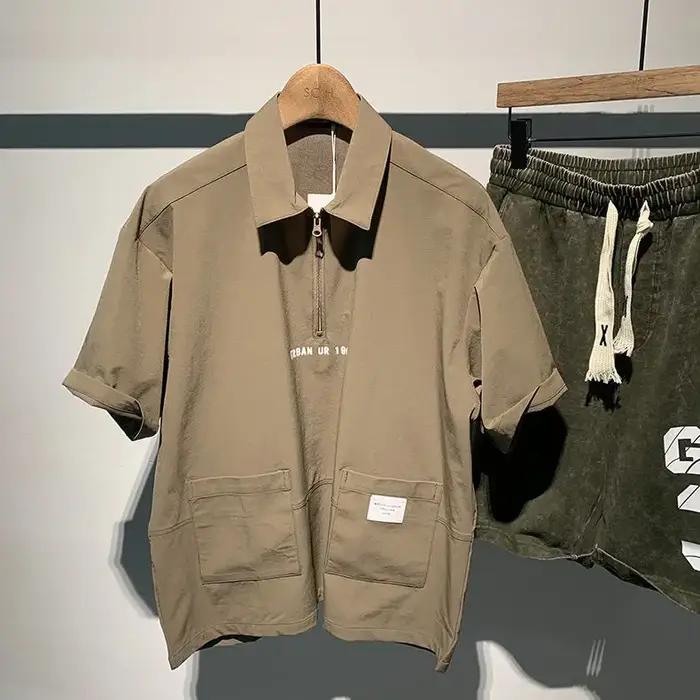 Vêtements pour hommes couleur unie Polo confortable Premium coupe ample décontracté à manches courtes à la mode