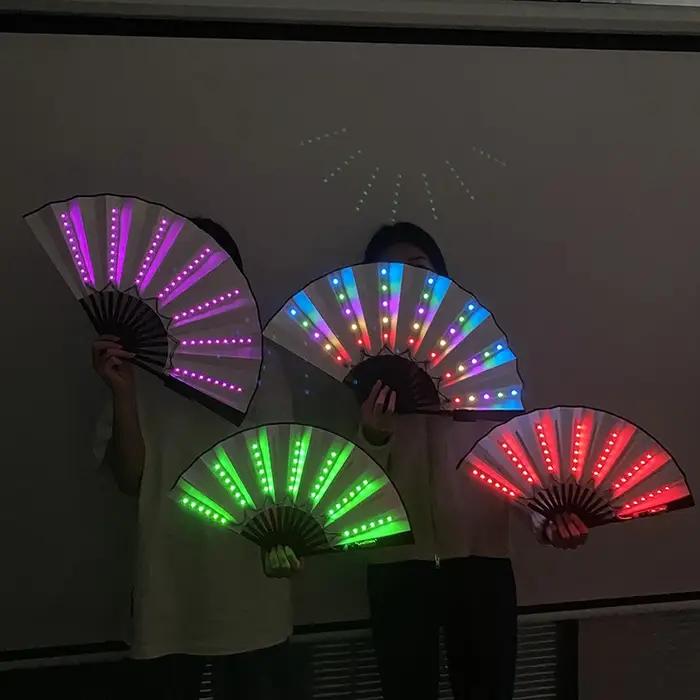 Éclairage de fête pour carnaval, ventilateur lumineux LED néon, ventilateur pliable lumineux, éventa