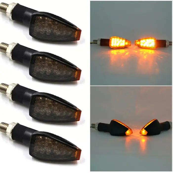 Clignotants LED universels pour motos, longs et courts, accessoires de couleur ambre, 4 pièces/ensem