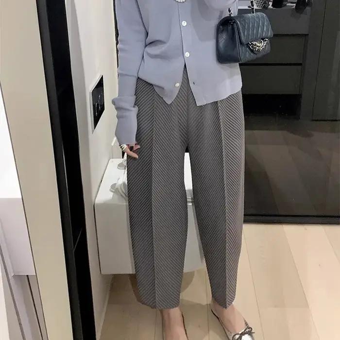 Pantalon en écailles de poisson plié, pantalon radis ample et décontracté, pantalon Harlan à petite