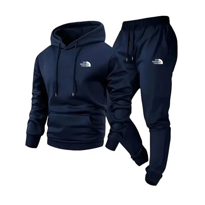 Ensemble deux pièces décontracté pour hommes, sweat-shirt à capuche et pantalon avec poches, coupe r