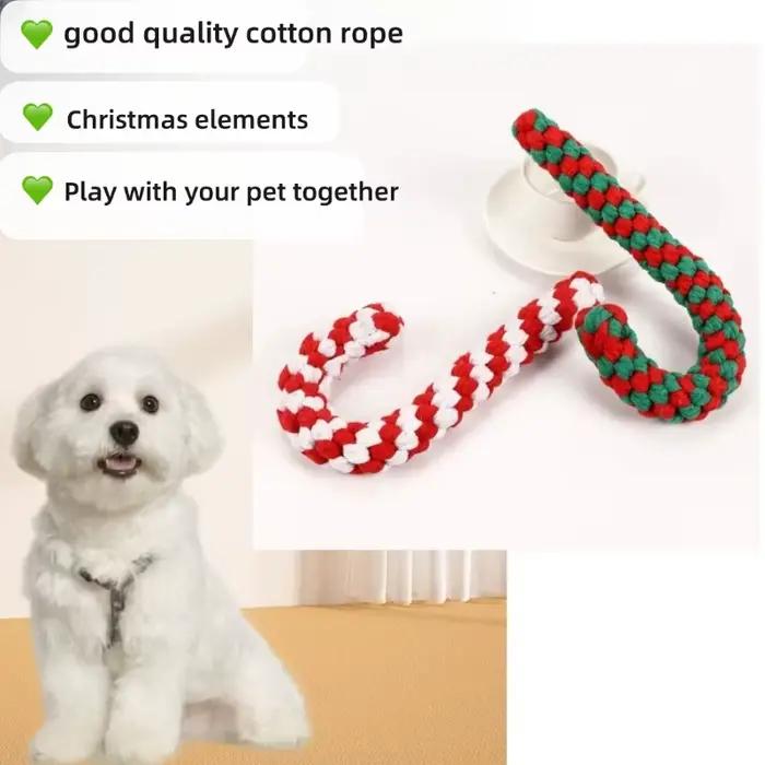 Jouet de Noël en corde de coton pour chiens avec nœud interactif pour mâcher et jouer occassions spéciales chiots grands chiens