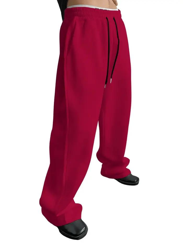 Pantalon de survêtement pour hommes, cordon de serrage, jambe droite, jambes larges, coupe ample ave