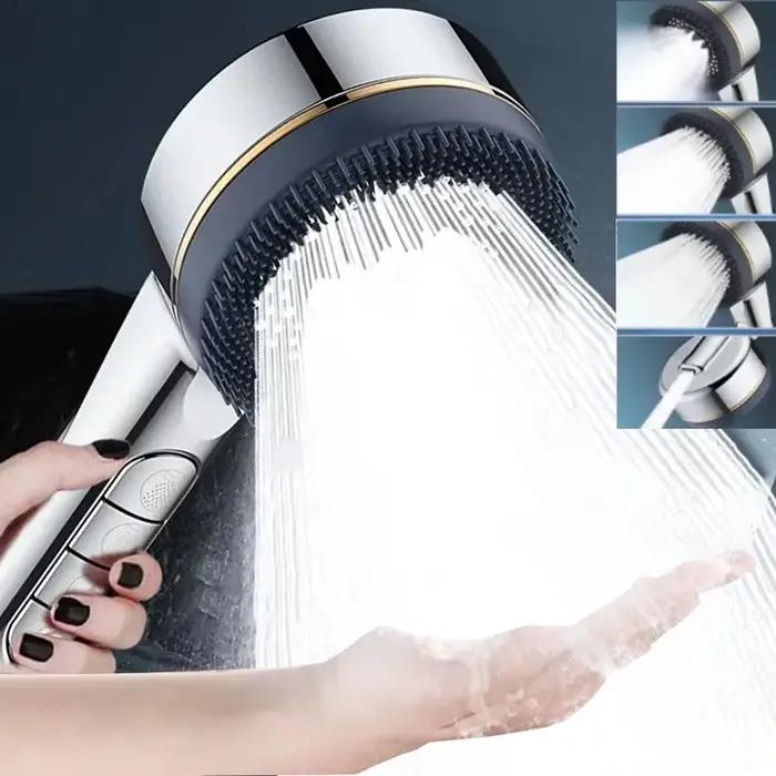Pomme de douche haute pression 4 modes économie eau arrêt instantané massage avec filtre accessoire salle bain