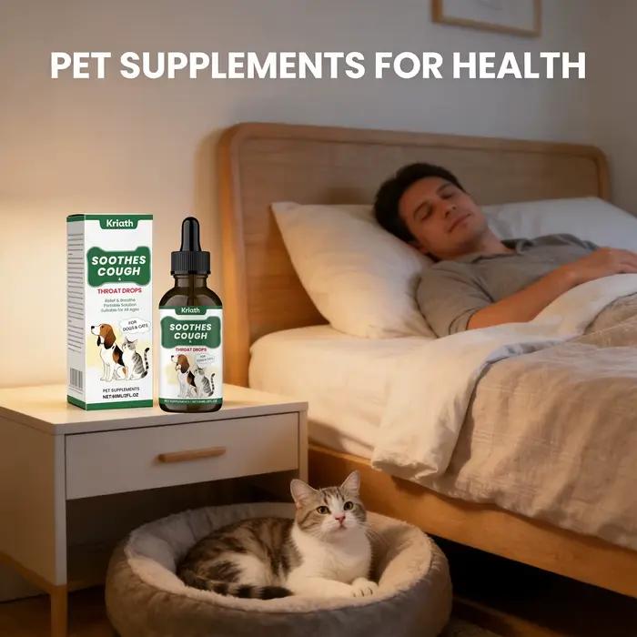 Liquide Nutritionnel Apaisant pour la Gorge aux Herbes pour Animaux de Compagnie – Soutien Respiratoire et Digestif – Compléments pour Chiens