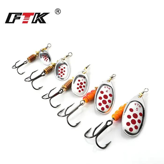 FTK leurre de pêche 4g/5g/7g/10g/14g spinner appât cuillère leurres brochet métal avec triple croche