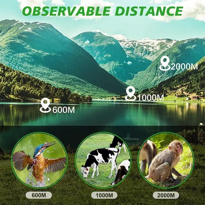 Longue-vue monocular 100x52 haute puissance - Zoom optique longue portée avec revêtement FMC IPX4