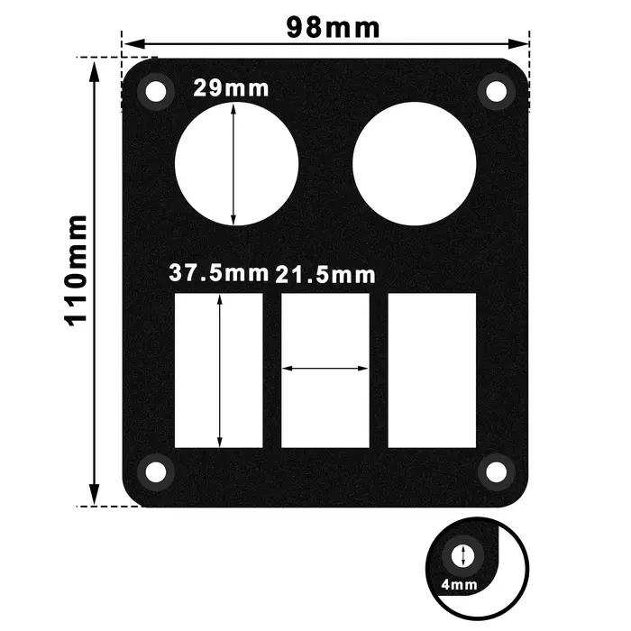Panneau d'interrupteurs à bascule en aluminium, prise USB, prise de voltmètre, affleurement rapide,