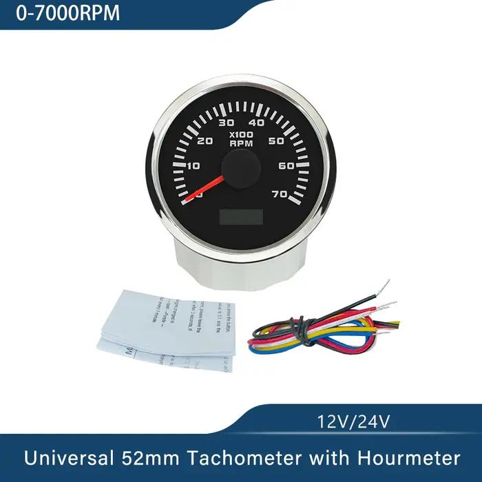 Tachymètre universel avec rétroéclairage rouge pour voiture, bateau, yacht, nouveau, 52mm, tr/min, m