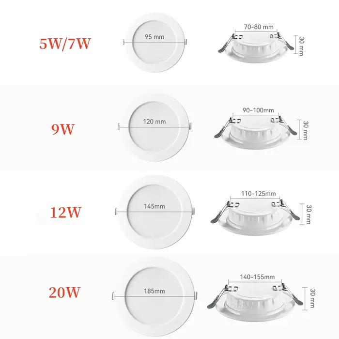 LED Downlight encastré plafonnier 7W 9W 12W 20W AC220V blanc froid LED projecteur pour salon couloir