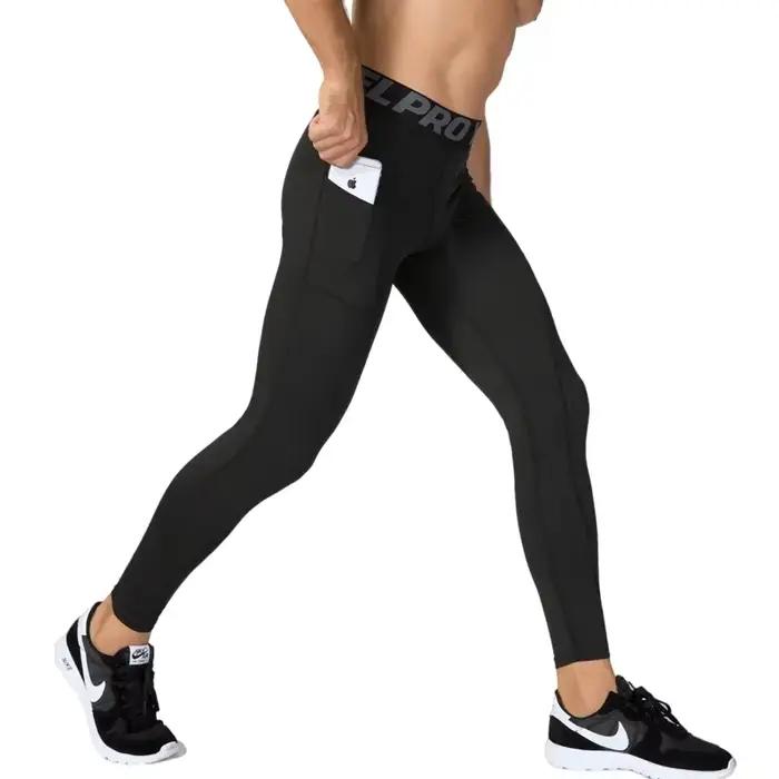 Collants de Compression hommes PRO Fitness course pantalons serrés Leggings de sport avec poche pour