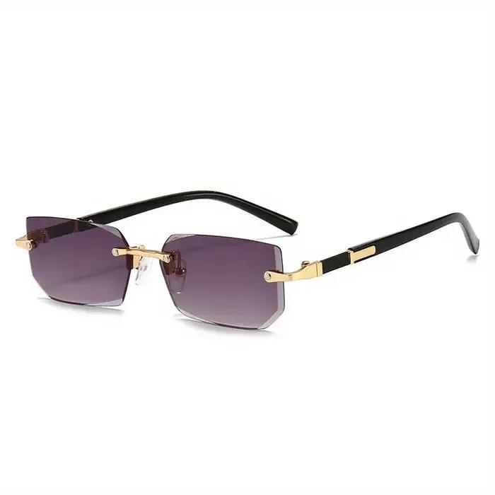 Lunettes de soleil rectangulaires sans monture pour hommes et femmes