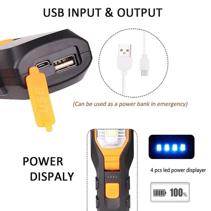 Lampe de travail LED COB Portable, lampe mécanique de Garage de voiture, torche Rechargeable par USB
