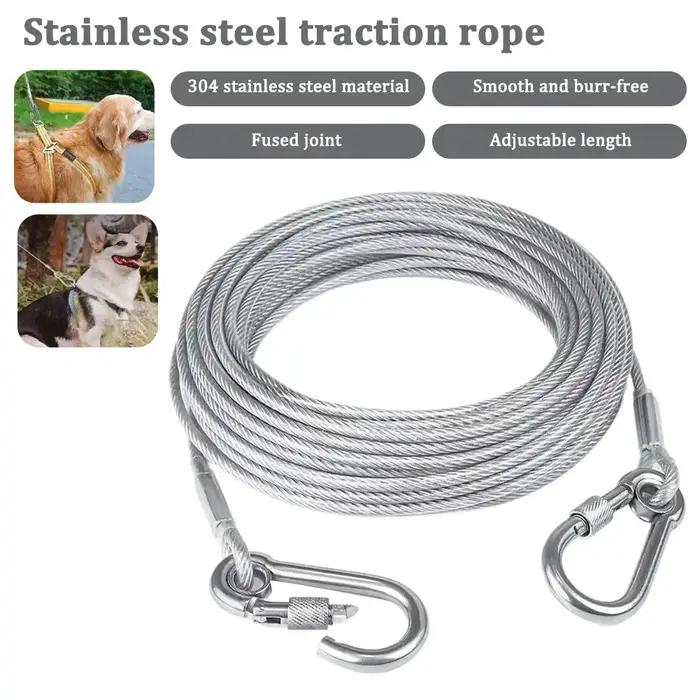 Laisse de retenue pour chien à double tête avec boucle métallique