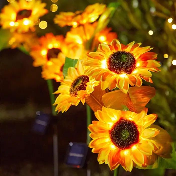 LED solaire tournesol extérieur pelouse lumière IP65 étanche voie cour mariage vacances jardin décor