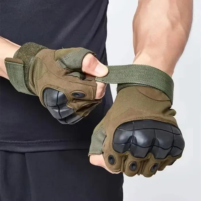 Gants tactiques mi-doigts anti-dérapants pour paintball airsoft chasse vélo hommes - Équipement de protection