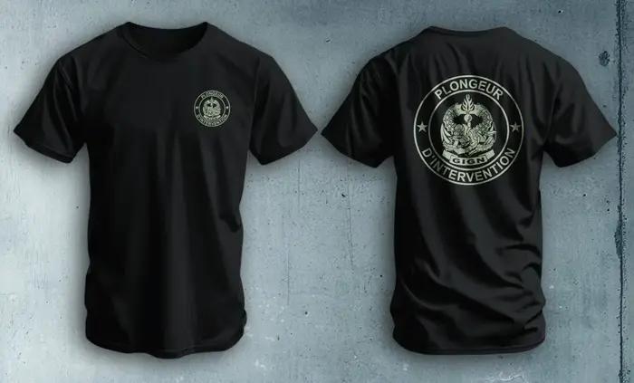 T-shirt à manches courtes décontracté en coton 100% pour les forces spéciales de la gendarmerie fran