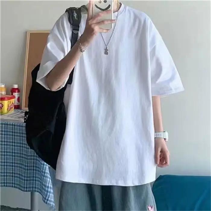 Mode solide Polyester T-shirts pour hommes t-shirt de base t-shirt décontracté hauts surdimensionnés qualité unisexe T-shirts courts T-shirts hommes vêtements