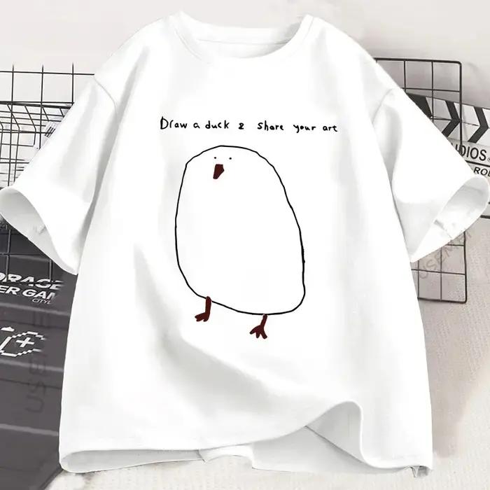 Drôle dessin canard T-shirt femmes décontracté drôle imprimé T-shirt été à manches courtes Cool col rond femmes vêtements T-shirt décontracté