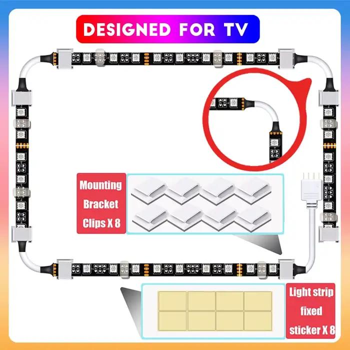 Bande lumineuse LED intelligente pour TV, 55 pouces, avec télécommande 24 touches, barre lumineuse L