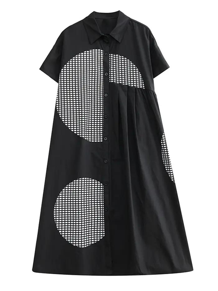Robes chemises amples à manches courtes imprimées vintage pour femmes – Tenue décontractée longue et élégante – Collecti