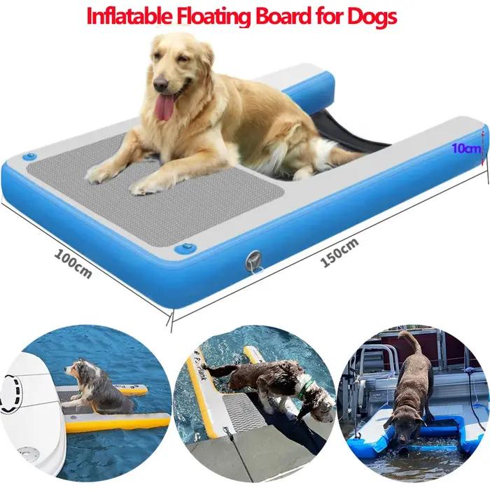 Planche flottante gonflable pour chiens pente en PVC antidérapante divertissement sport et exercice occasions spéciales pour animaux de compagnie