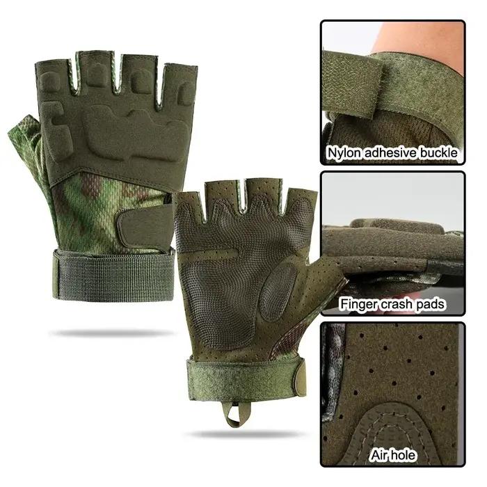 Mitaines demi-doigts absorbant les chocs pour chasse vélo escalade paintball et sports tactiques