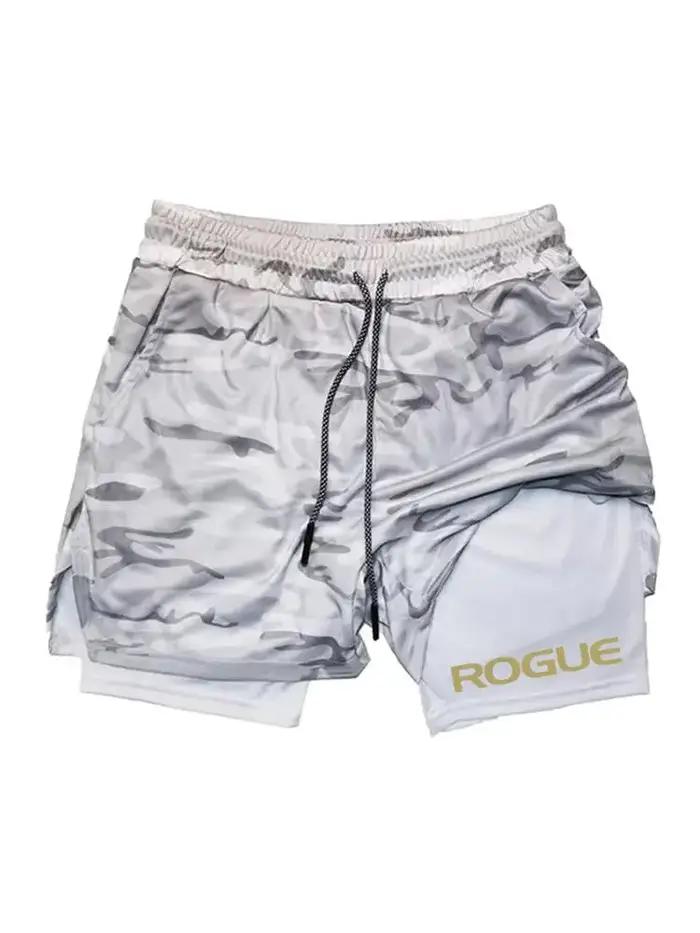 Shorts de course homme 2 en 1 double couche polyesters tricotés pour running fitness pantalons d'entrainement jogging vêtements hommes occasions spéciales