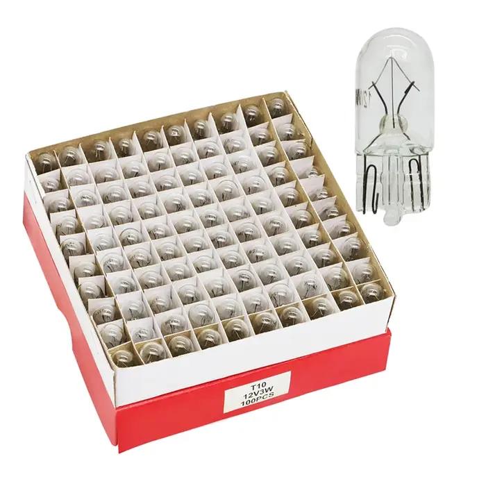 Ampoules T10 12V 3W, cales en verre transparent, Signal intérieur blanc chaud, Source de lumière pou