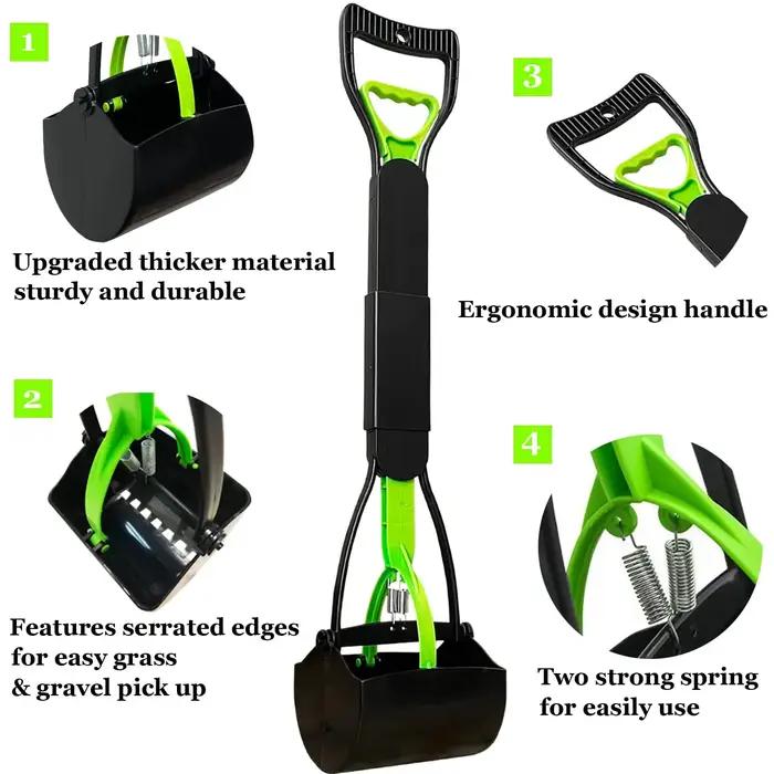 Ramasse-crottes pliable portable pour chien – Outil de ramassage des déchets d'animaux sans se pencher pour chiens de