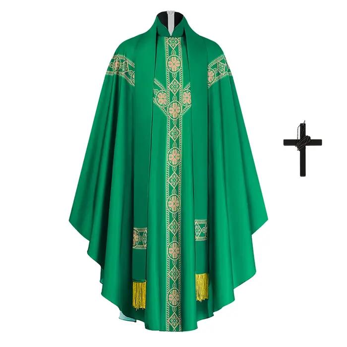 Halloween prêtre Cosplay célébrité chasuble église catholique père masse vestiments Robe avec gland clergé Robe pour hommes Costume