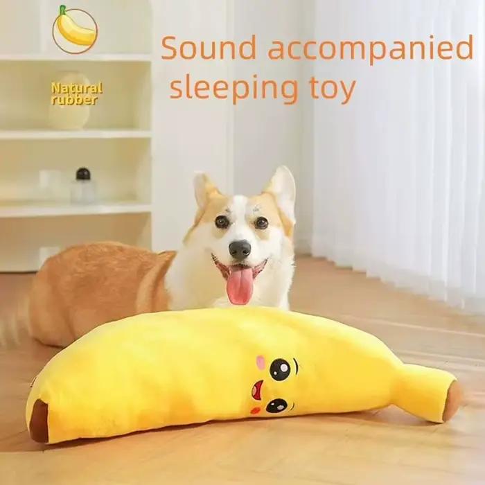 Animaux de compagnie calmant banana en peluche jouet squeaky 2 in 1 anxiété ennui relief chien mâcher des jouets doux
