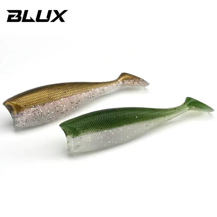 BLUX bld SHAD 80mm 105mm leurre de pêche souple, queue noire, appât artificiel en Silicone, eau salé
