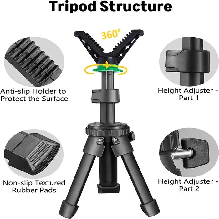 Trépied de chasse et de tir réglable en hauteur avec tête en V, mini trépied portable pour appareil photo, idéal pour la prise de vue en extérieur