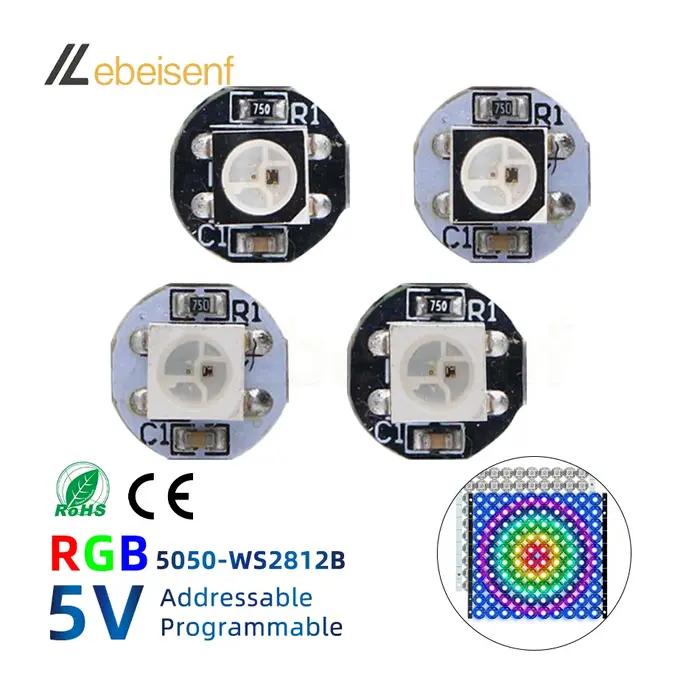 Panneau de lumières LED polychromes, diamètre 10mm, DC 5V, adressable individuellement, WS2812B RGB