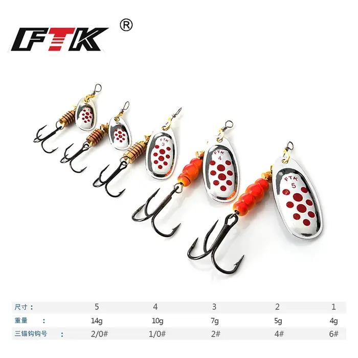 FTK leurre de pêche 4g/5g/7g/10g/14g spinner appât cuillère leurres brochet métal avec triple croche
