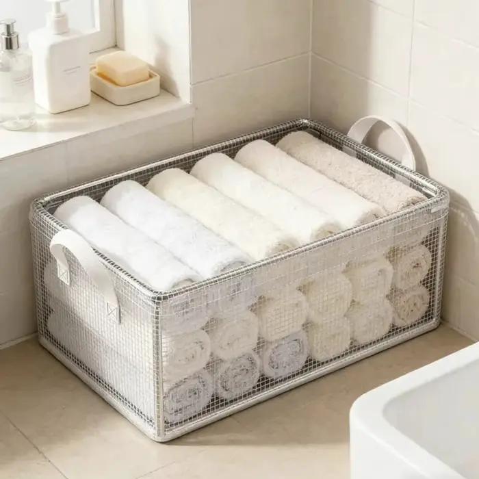 Boîte de rangement transparente pliable pour vêtements de garde-robe organisateur de pantalons superposés pour armoire blanc efficace et élégant