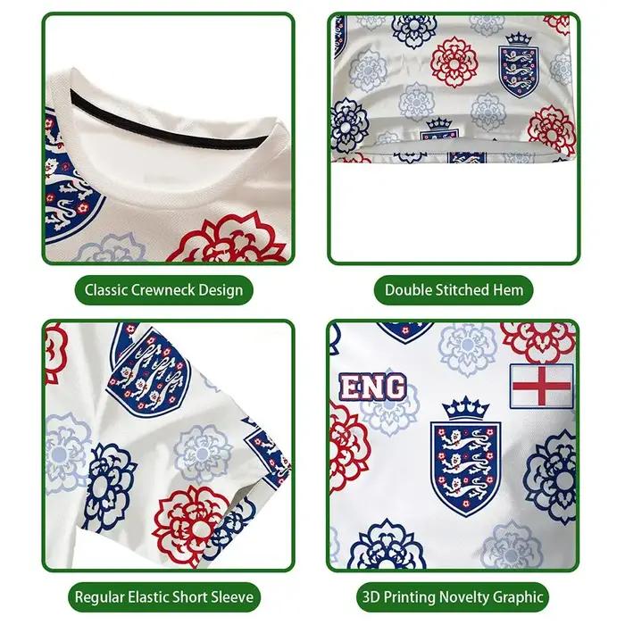 Maillot de football imprimé drapeau anglais t-shirt unisexe décontracté respirant et à séchage rapide pour entraînement de football occasions spéciales