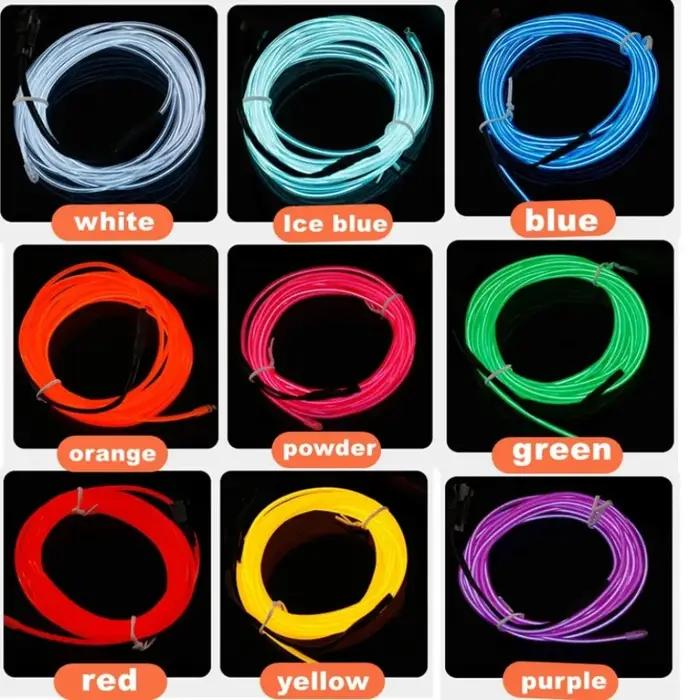 Bande lumineuse Led multicolore, 1M/2M/3M/4M/5M, néon Flexible, fil EL, décoration d'ambiance de fêt