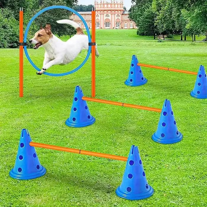 Entrainement d'agilité pour chiens ensemble barre de saut obstacle entrainement équipement agilité chiens violet noir occasions spéciales