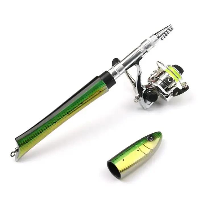 Canne à pêche télescopique Portable Mini forme de poisson canne à pêche télescopique filature coulée moulinet Kits équipement de pêche