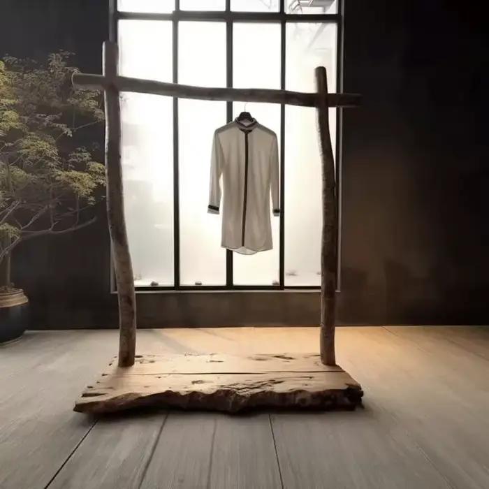 Porte-vêtements mural en bois