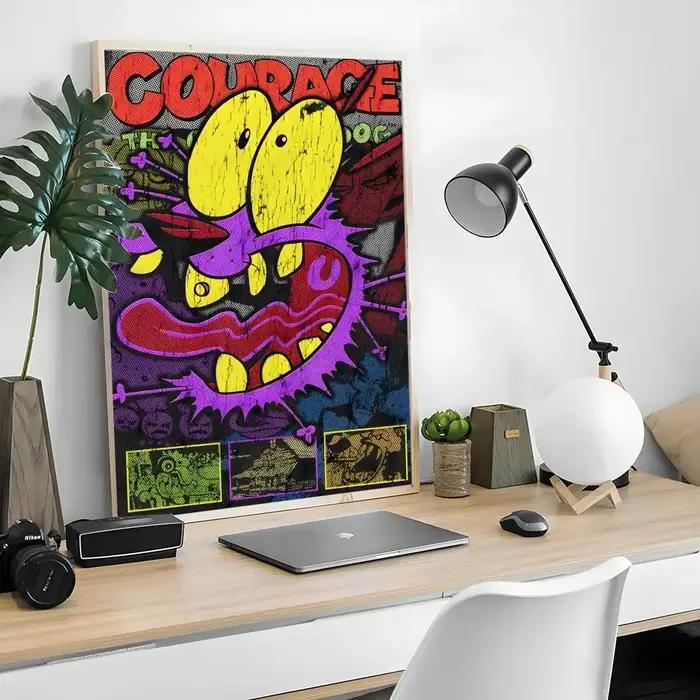 Affiche autocollante en papier imperméable, motif Anime C-Couragee the Cowardly Dog, décoration murale pour café, Bar, salle