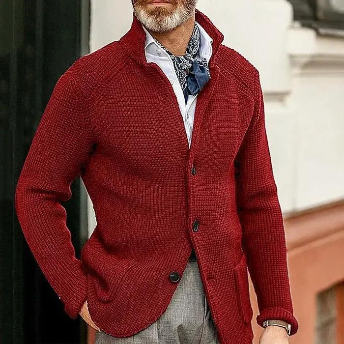 Manteau en laine pour hommes décontracté col roulé polyester coton tricoté pour automne hiver affaires tenue professionnelle élégance confort