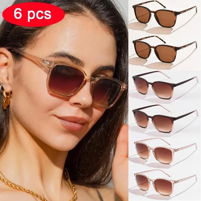Lunettes de soleil carrées rectangulaires en plastique coloré violet pour femmes, dégradé UV400, style rétro Y2K, protection solaire efficace, idéal pour les vacances et les occasions spéciales