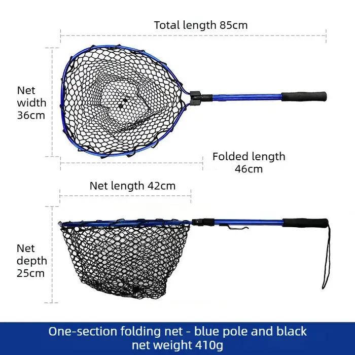 Épuisette de pêche pliable ultra-légère en alliage d'aluminium avec poignée télescopique et maille e