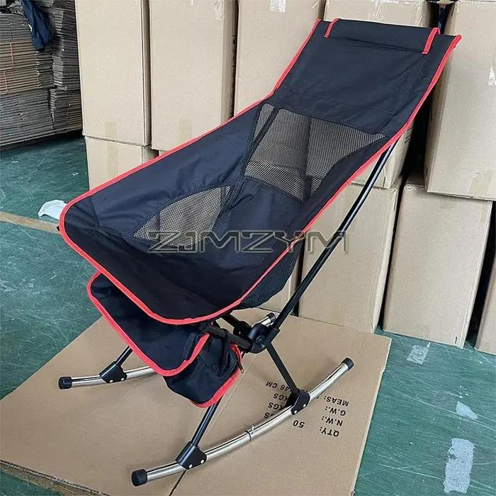 Chaise de Camping Pliante à Bascule Portable avec Dossier Haut