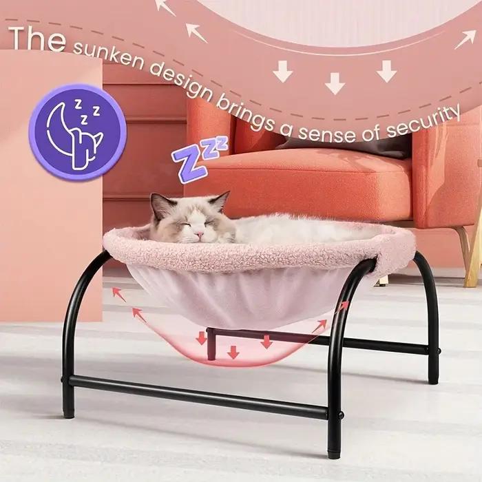 Hamac respirant en peluche douce et chaude pour chats, lit pour chat, espace de repos confortable pour animaux de compagnie, hiver, gris clair, rose, jaune clair, noir